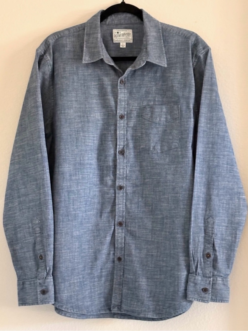 LUCKY BRAND Saturday Stretch Chambray Button Down Shirt |‎ Size Large